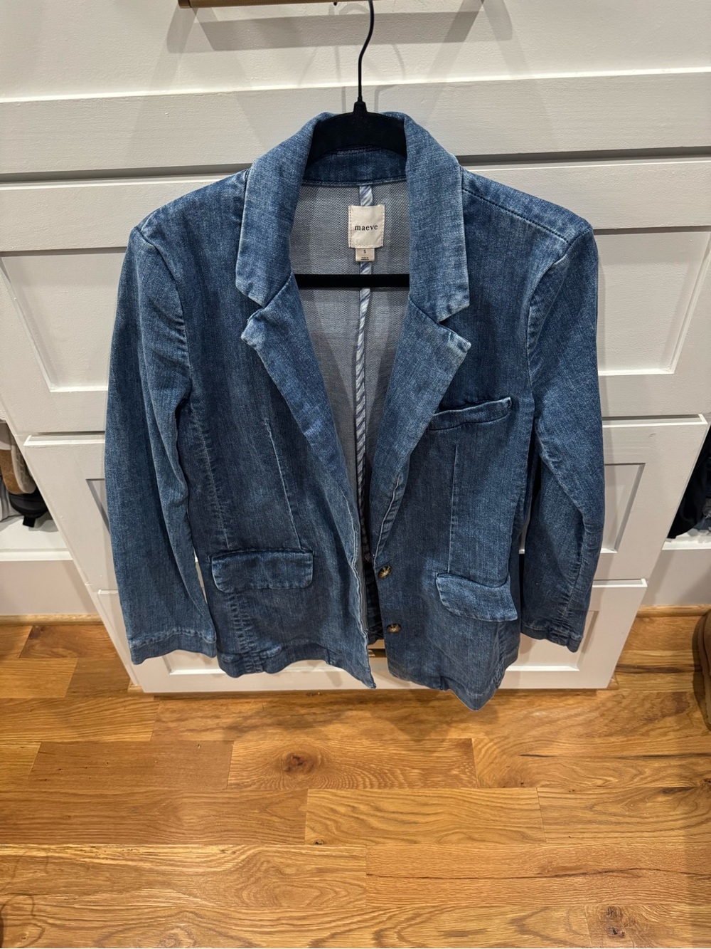 Maeve Blue Denim Blazer Jacket
